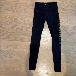 Aviator Nation Black Leggings with Rainbow Logo